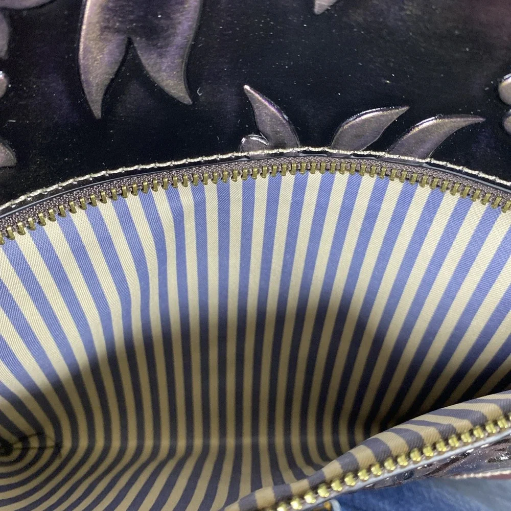 MADI‎ CLAIRE (MC) Crossbody Bag Purple Floral Embossed Genuine Leather Boho